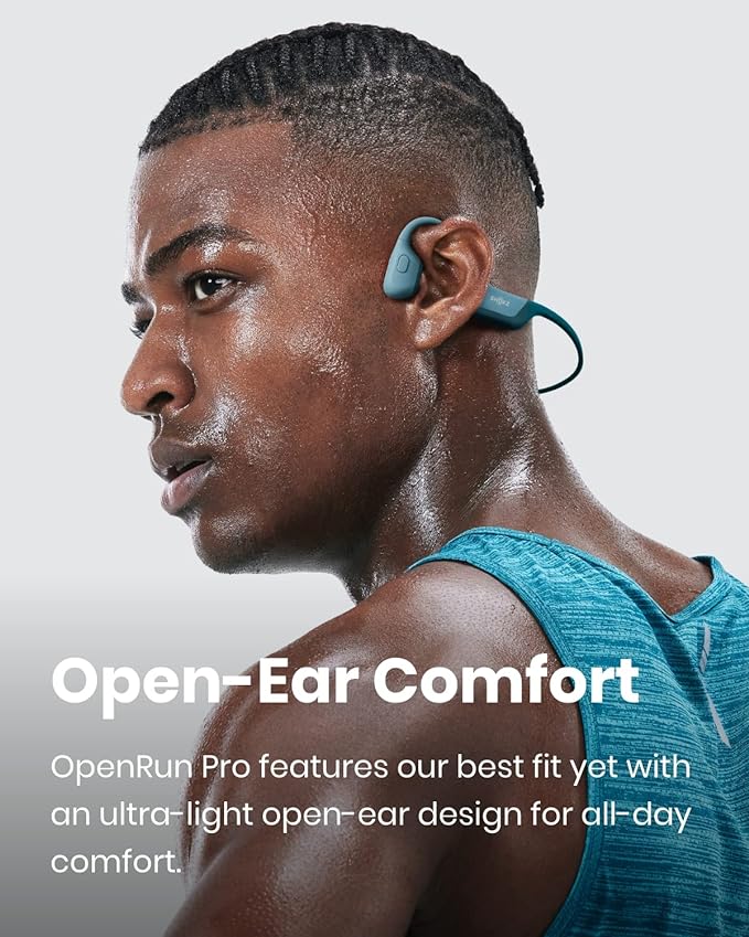 Shokz OpenRun Pro - open-ear Bluetooth bone conduction sport headphones with built-in mic