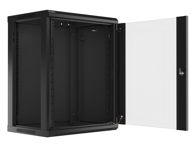 Lanberg rack cabinet 19&quot; wall-mount 15U/600*450 (flat pack) with glass door black V2