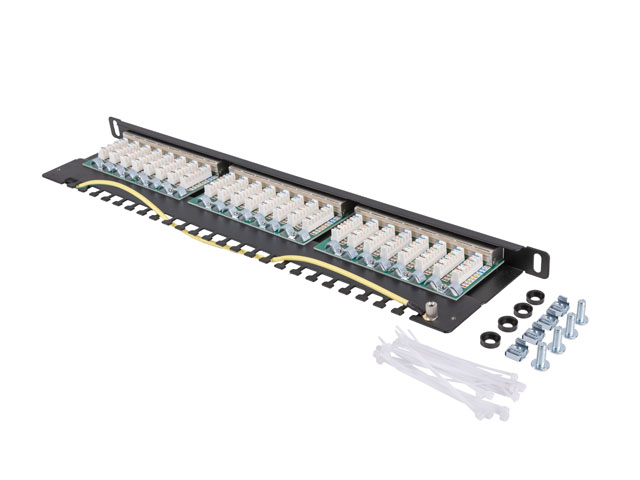 Lanberg patch panel 24 port 0.5U, cat. 5e, shielded, black