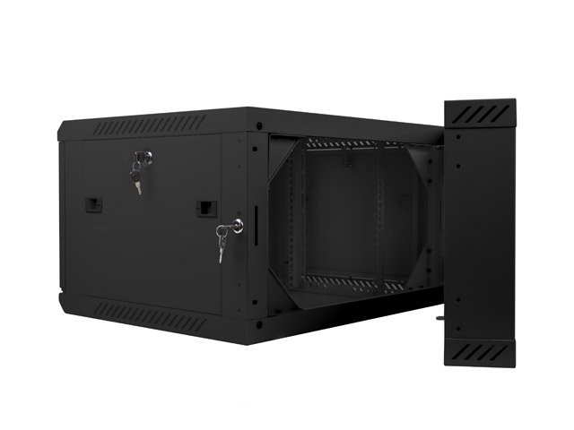 Lanberg 19" 6U wall-mounted double section rack, flat pack, 600*600mm, black