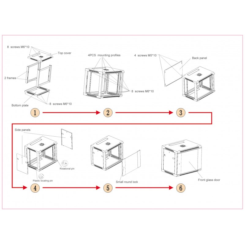 Netrack 19&quot; wall-mount rack cabinet, 18U 600*450, glass door, grey, flat-pack