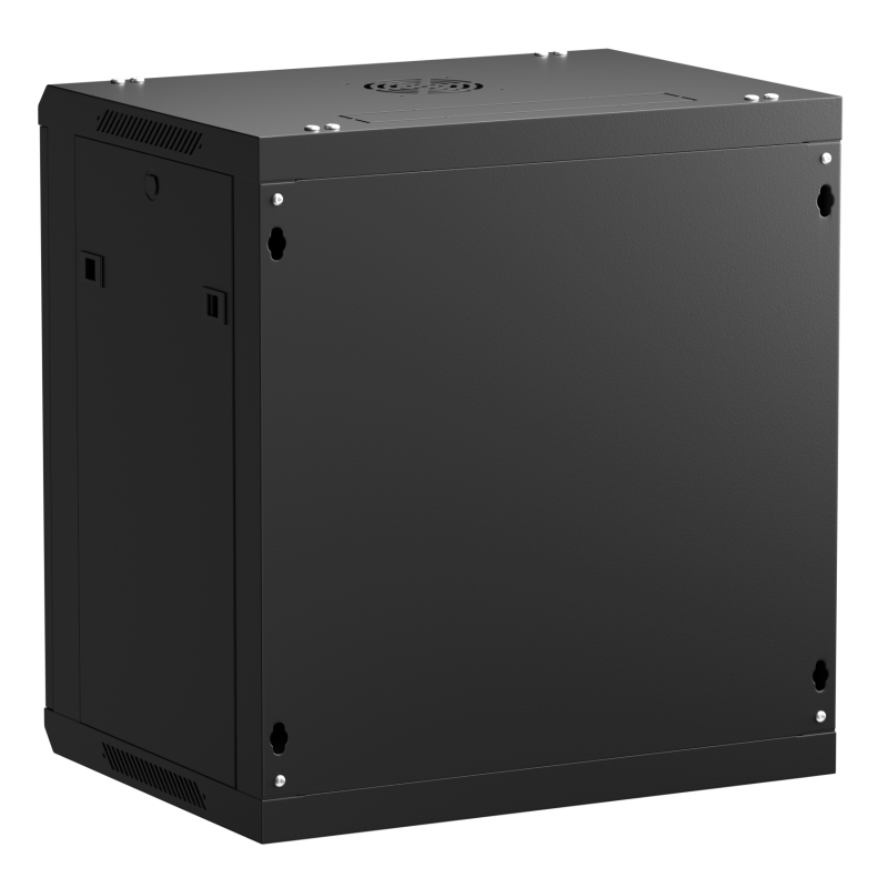 Netrack 19&quot; wall-mount F-Line rack cabinet, 12U 600*450, glass door, black, flat-pack