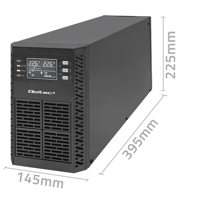 Qoltec UPS 2kVA, 2000W, PF1.0 LCD,EPO,USB,On-line
