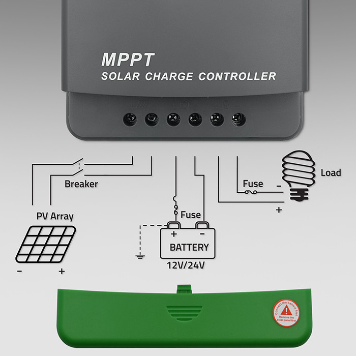 Qoltec MPPT 50A solar charge controller with temperture sensor, 12V/24V, LCD, Bluetooth, app, GEL, LiFePO4 batteries