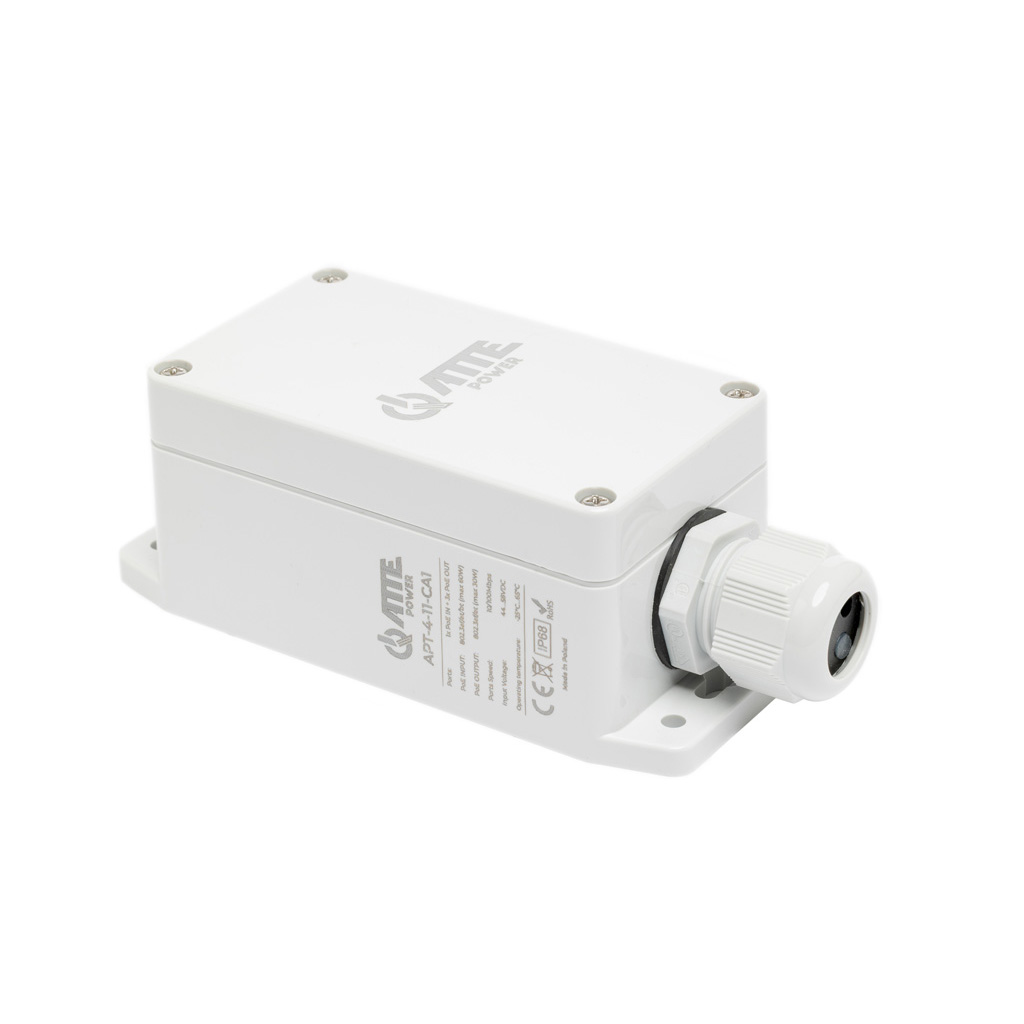 4-port PoE switch 10/100Mbps, extender in IP68 outdoor enclosure