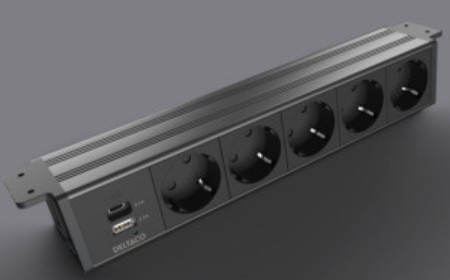 Lauaalune pistikupesa, 5 väljundit, 1*21W A+C USB laadija, GST18 pistik kaablil