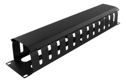 19&quot; cable handler, metal, finger channel &amp; lead, 2U, black