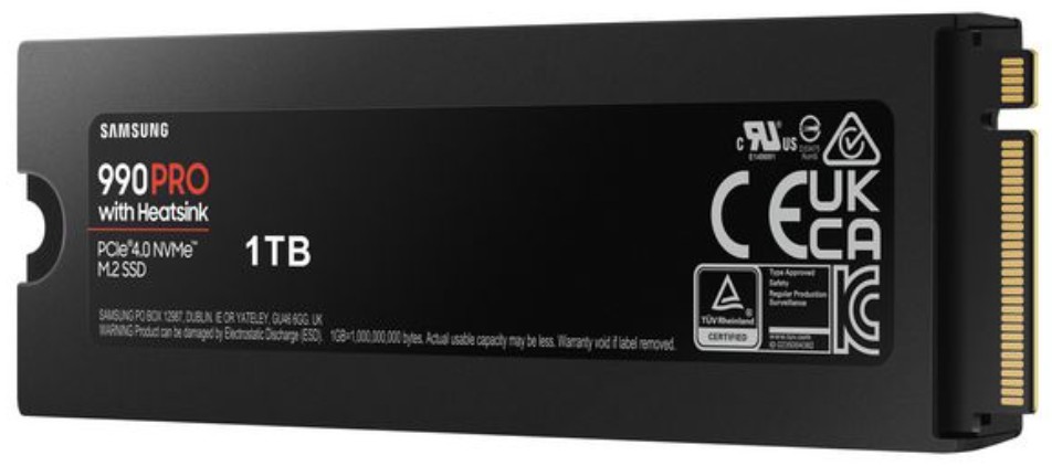 Samsung 990 PRO M.2 1TB SSD, NVMe PCIe 4.0x4, heatsink