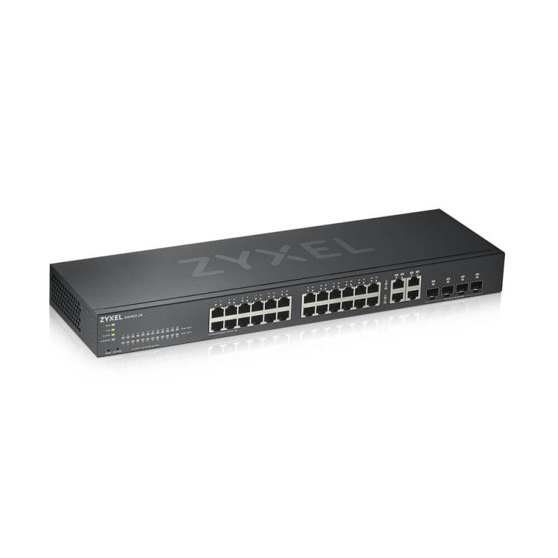 28 port smart managed switch 24x Gigabit copper and 4x Gigabit dual pers., hybrid mode, standalone or NebulaFlex Cloud