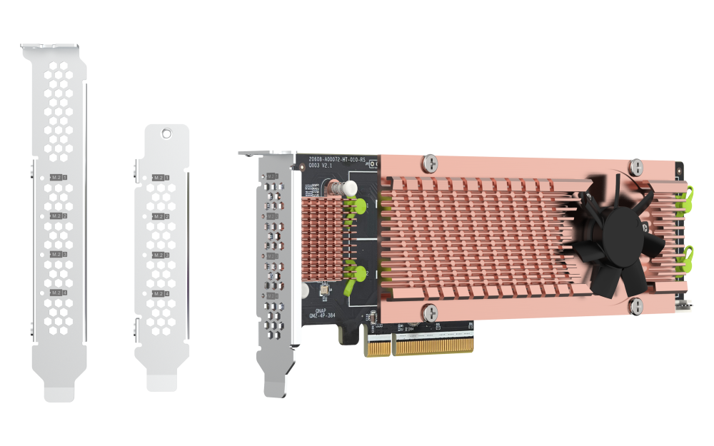 QNAP quad M.2 2280 PCIe NVMe SSD expansion card