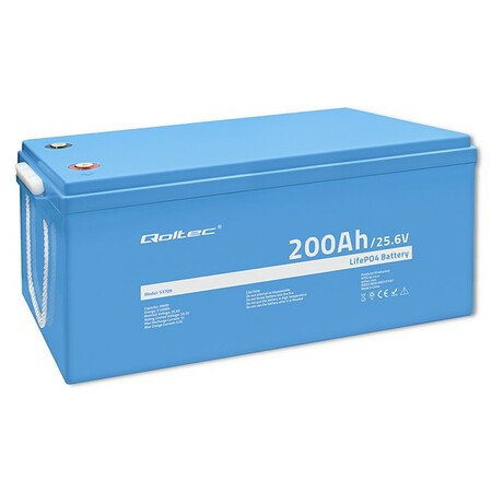 Qoltec LiFePO4 battery, 25.6V, 200Ah, BMS