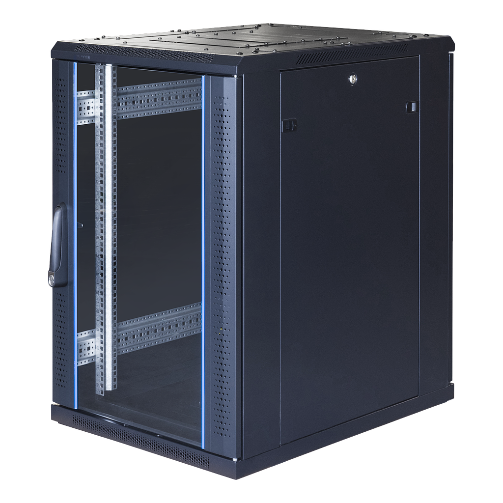 Toten 19&quot; cabinet 18U, 600*800, glass front door, metal rear door, 800kg load, black