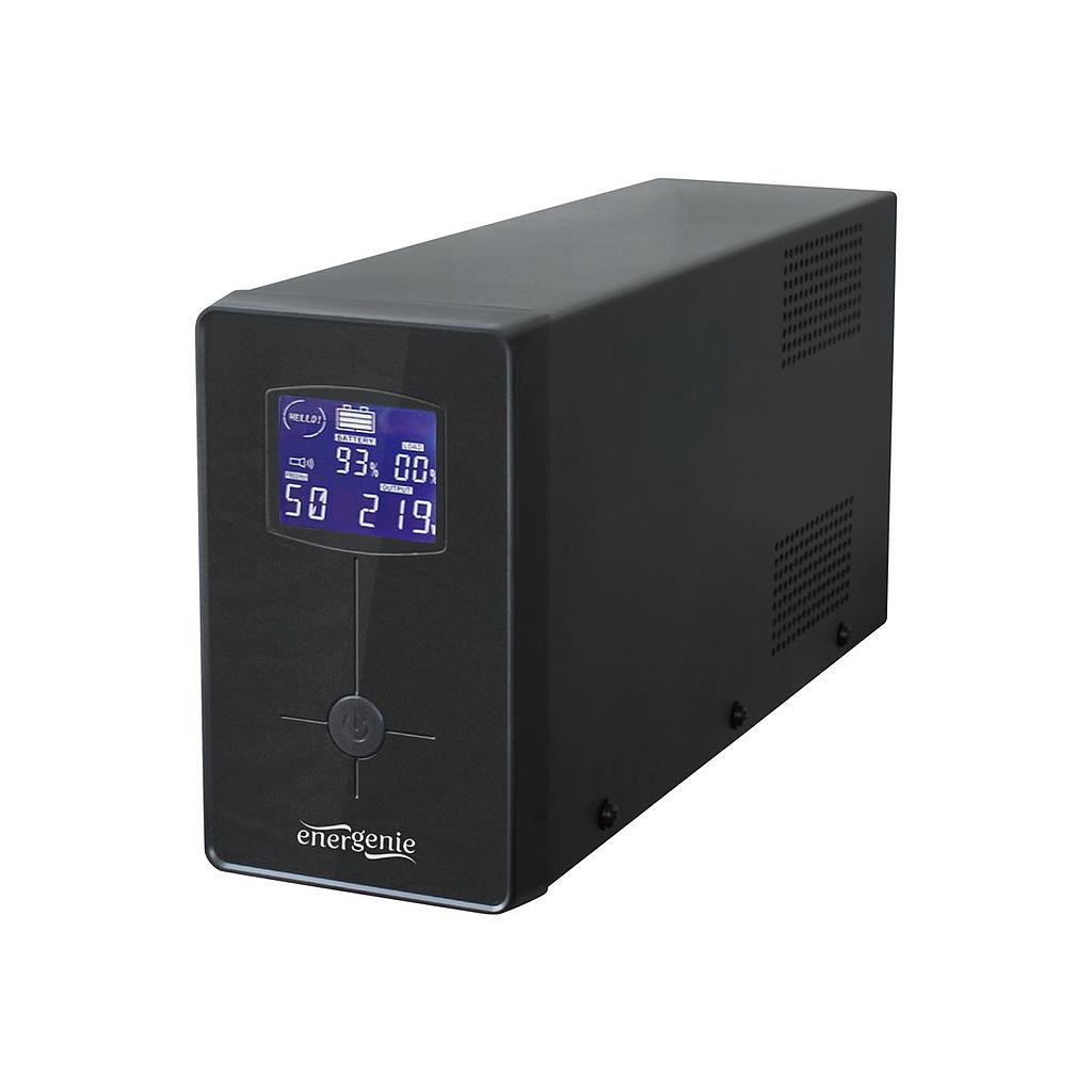 Energenie by Gembird line-interactive UPS 1200VA/720W, AVR, 2*Schuko 3*IEC 230V out USB-BF, RJ11, LCD display