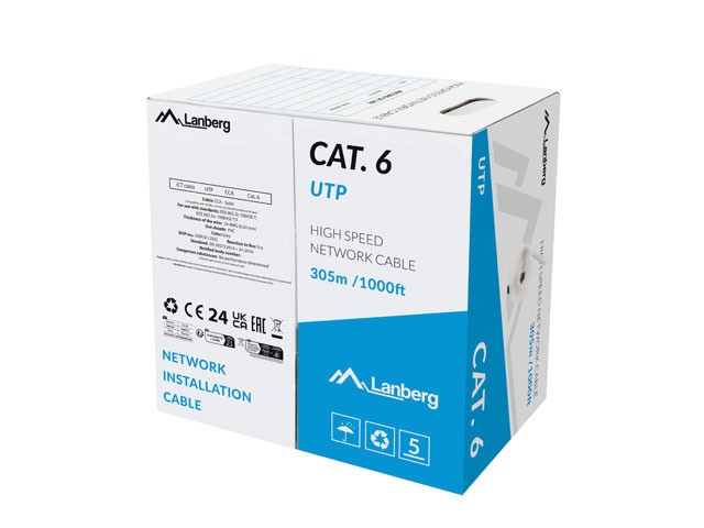 Lanberg LAN cable Cat.6 305m, solid, CCA, grey, fluke passed