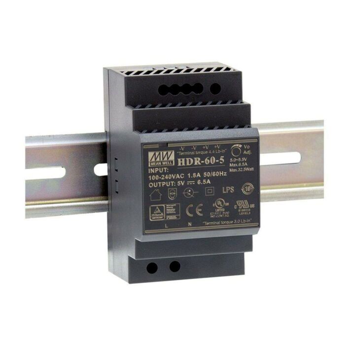 MeanWell toiteplokk DIN-liistule, 54W 24V 2.5A -30 ... 70C°