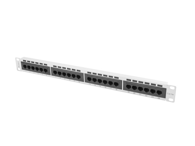 Lanberg 19" 1U 24 port patch panel, Cat.5E UTP, grey