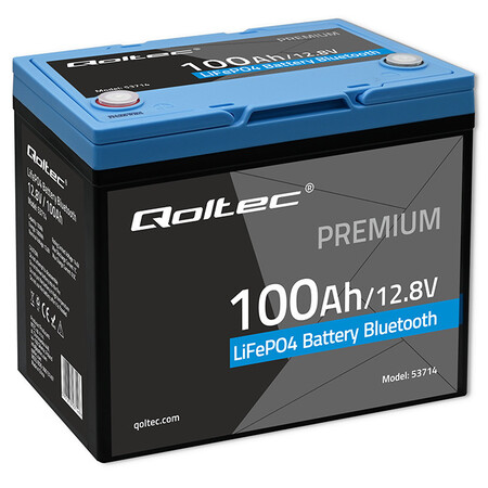 Qoltec LiFePO4 battery, 12.8V, 100Ah, 1280Wh, Bluetooth, BMS