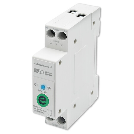 Qoltec Wi-Fi DIN rail relay with electricity meter 63A, eWeLink by Sonoff
