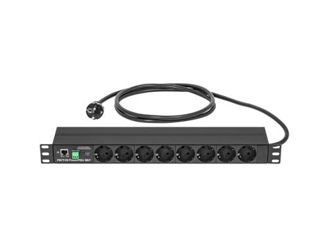 Netio PowerPDU 8KF 19" 1U, with RJ45 LAN &amp; web interface. 8*outputs type F (Schuko). Each output metering &amp; individuaal switching. Several M2M APIs (SNMPv1 &amp; MQTT-flex supported), Netio cloud, EU power-cable