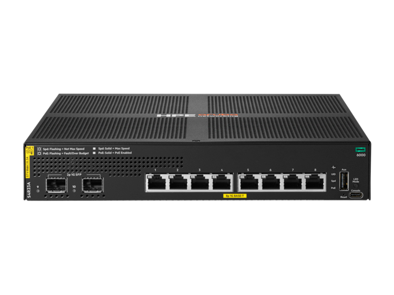 HPE Aruba Networking CX 6000 8p 10M/100M/1G Class4 PoE 2p SFP 1G 67W switch