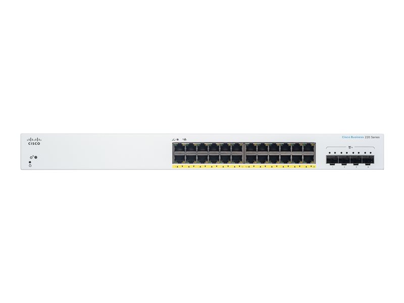 Cisco CBS220 managable PoE switch, 24 port GE (195W PoE budget), 4*SFP+