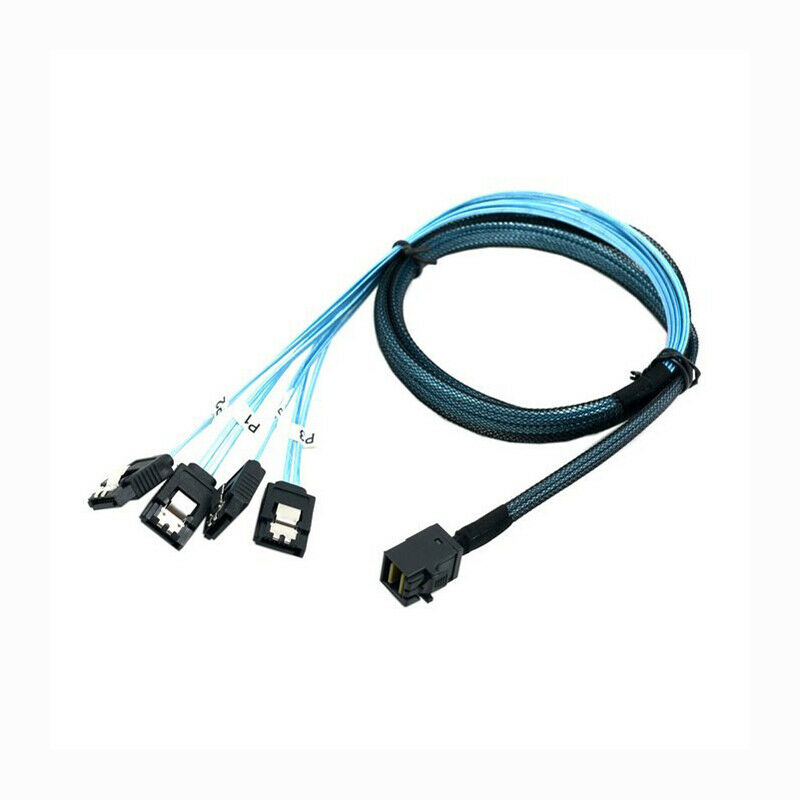Mini SAS SFF-8643 to 4 SATA 7pin hard disk 6Gbps data server RAID cable 0.75m