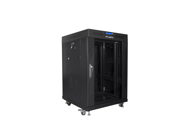 Lanberg 19&quot; v2 free-standing rack cabinet, 15U/600*600 with glass door (flat pack), LCD, blackflat pack) klaasuksega, LCD, must 
