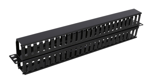 19&quot; 1U kaablisuunaja, metall/plastik, double sided finger duct, must