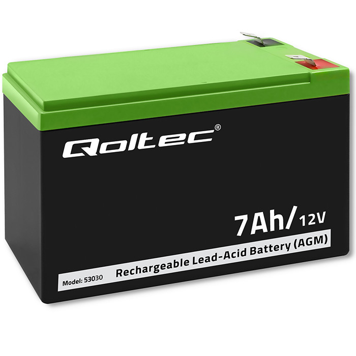 Qoltec AGM battery 12V 7Ah maintenance-free, efficient, LongLife, for UPS &amp; security