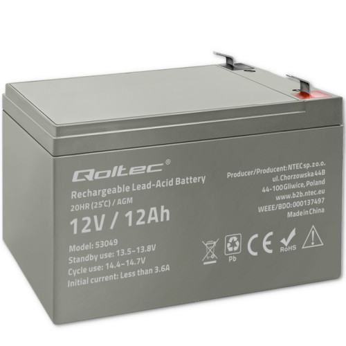 AGM aku 12V, 12Ah, longlife
