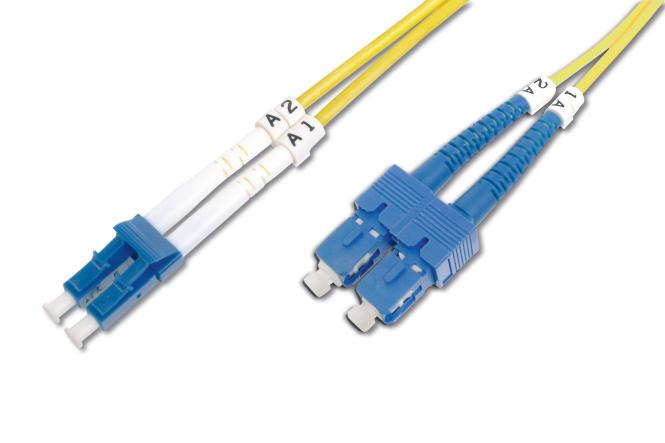 Digitus fiber optic patch cord, SC (APC) to LC (PC), Singlemode 09/125µ, duplex, length 1m