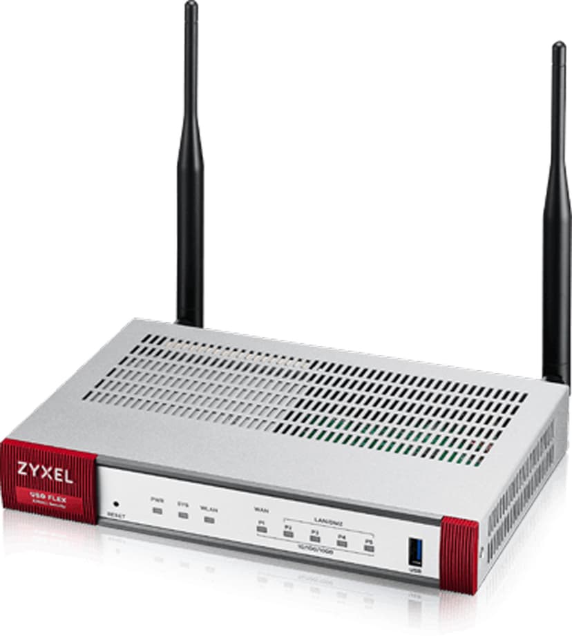 ZyXEL USG Flex series, 10/100/1000, 1*WAN, 4*LAN/DMZ ports, Wi-Fi 6 AX1800, 1*USB (device only)