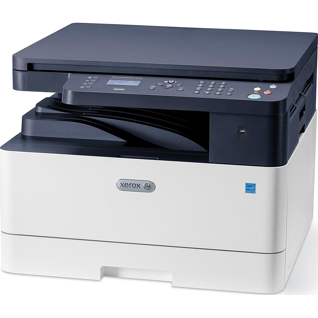 Xerox B1022 platen mono A3 multifunction, duplex, 22ppm, GDI, 100-sht bypass, Tray 1: 250 sheets, EU powercord, 2.5K starter toner