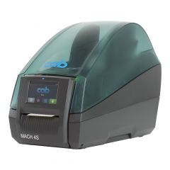 Industrial label printer cab MACH4S 600 dpi base model with tear-off edge, direct thermal, thermal transfer, center alligned, LAN, serial (RS-232), USB, stand-alone printer, LCD touch-screen, Flathead, incl. basic labeling software