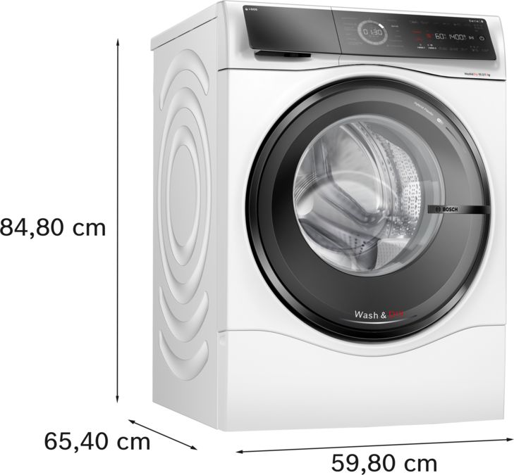 Pesumasin-kuivati Bosch, Seeria 8, inverter, 10.5/6 kg, 1400p/min, valge