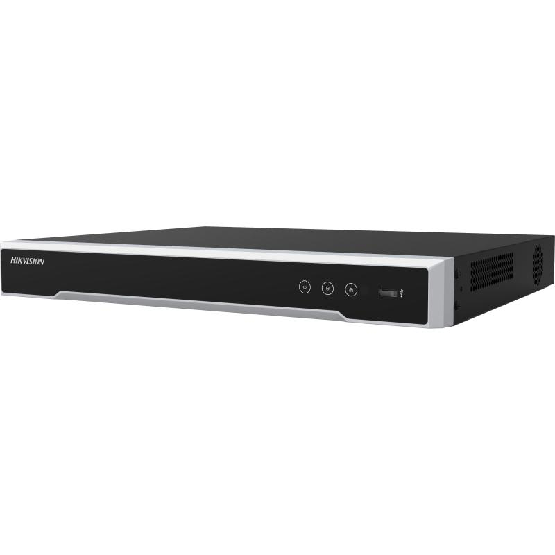 HikVision network video recorder , 8 channel IP cameras + 8 ch PoE, 2*SATA, H.265+, VGA and HDMI output, alarm I/O, 128Mb/s, max. res.: 32MP