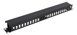 19" 1U cable handler, metal, finger channel and feeder, black