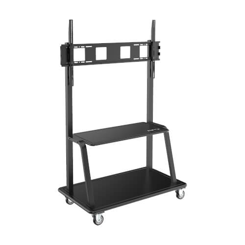 Eaton heavy-duty rolling TV cart for 60” to 105” flat-screen displays, locking casters, black