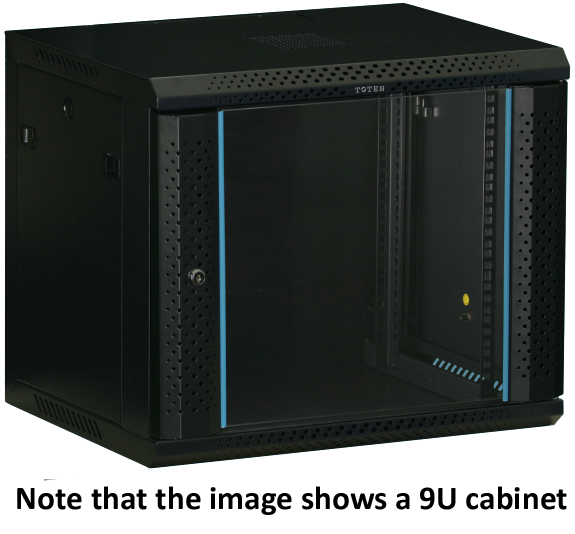 Toten 19" wall cabinet 18U, 600*450, glass door, black