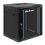 Qoltec 19" wall-mount rack cabinet 12U 600*635*600, with glass door, black